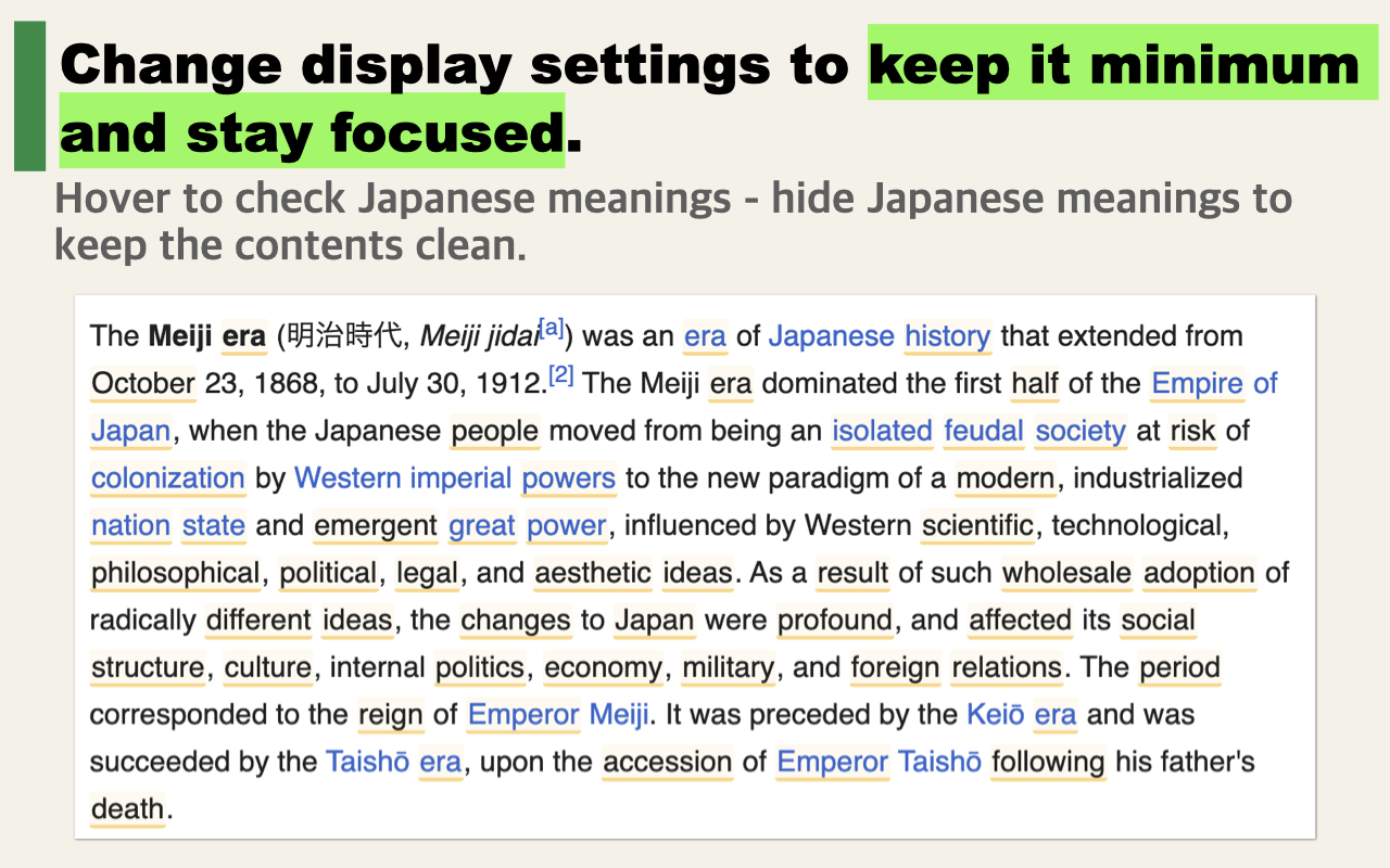 Change display settings to keep it minimum and stay focused